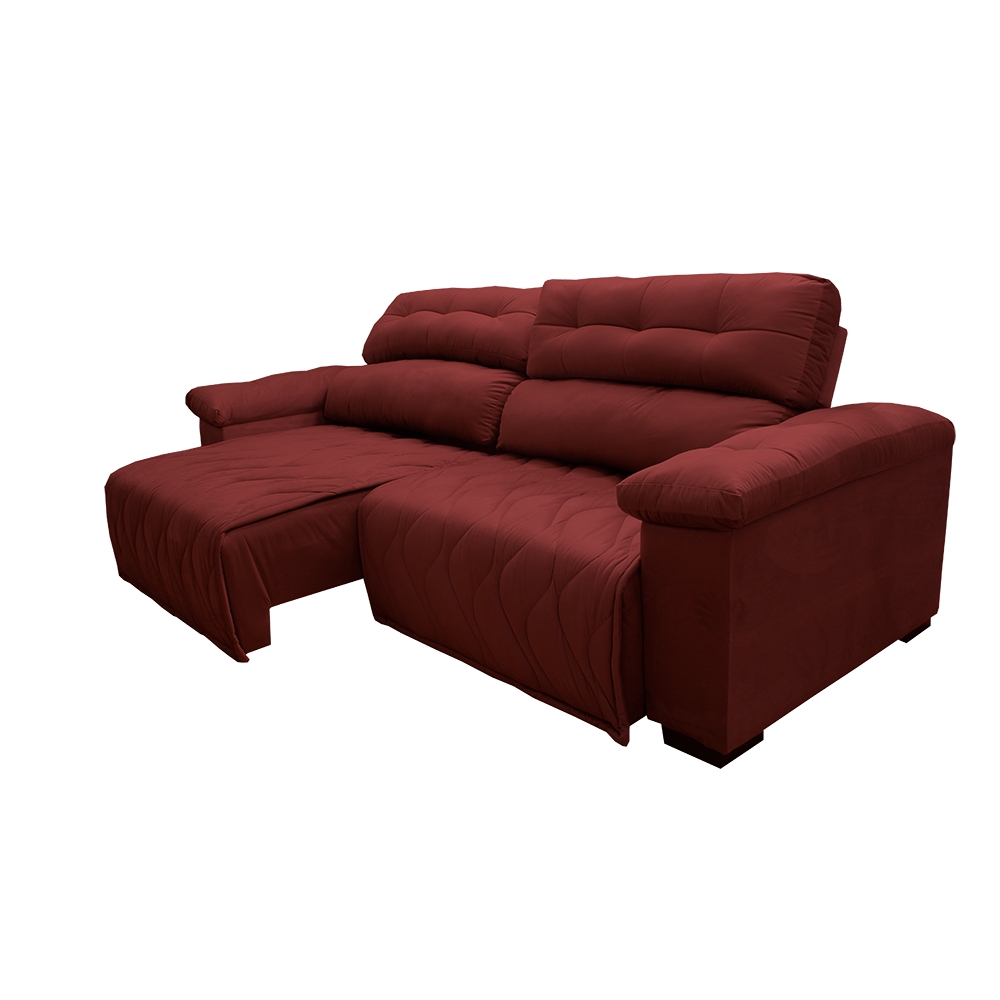 Sofá 2,82m Retrátil e Reclinável com Molas Cama inBox Top Tecido Suede Velusoft Vermelho
