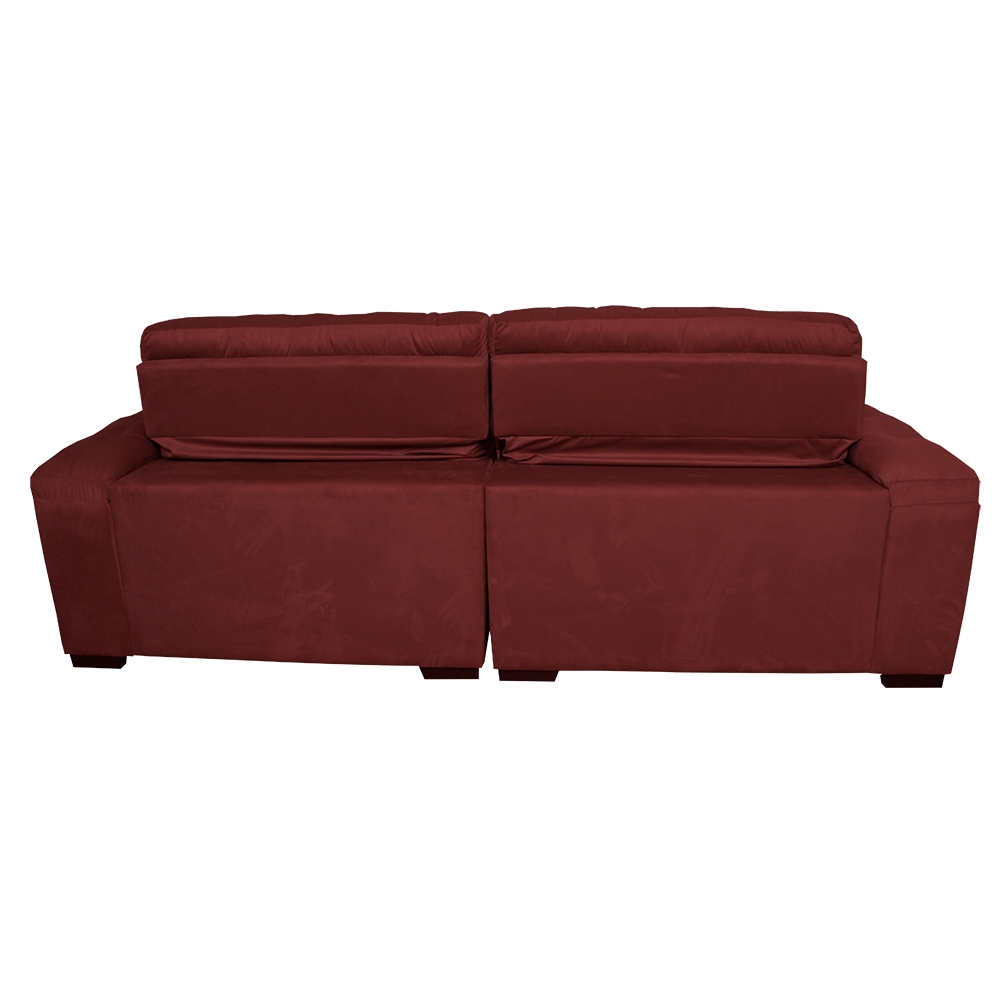 Sofá 2,82m Retrátil e Reclinável com Molas Cama inBox Top Tecido Suede Velusoft Vermelho