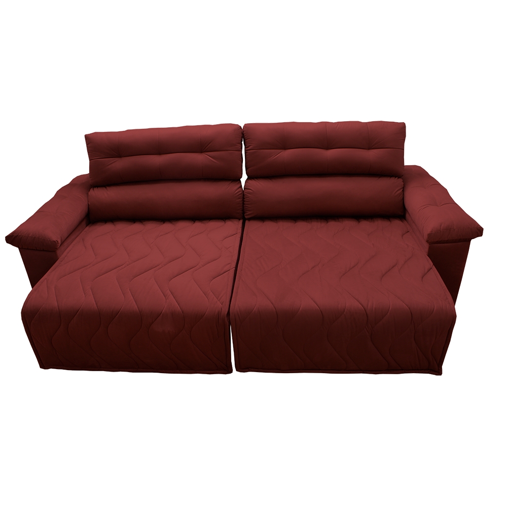 Sofá 2,82m Retrátil e Reclinável com Molas Cama inBox Top Tecido Suede Velusoft Vermelho