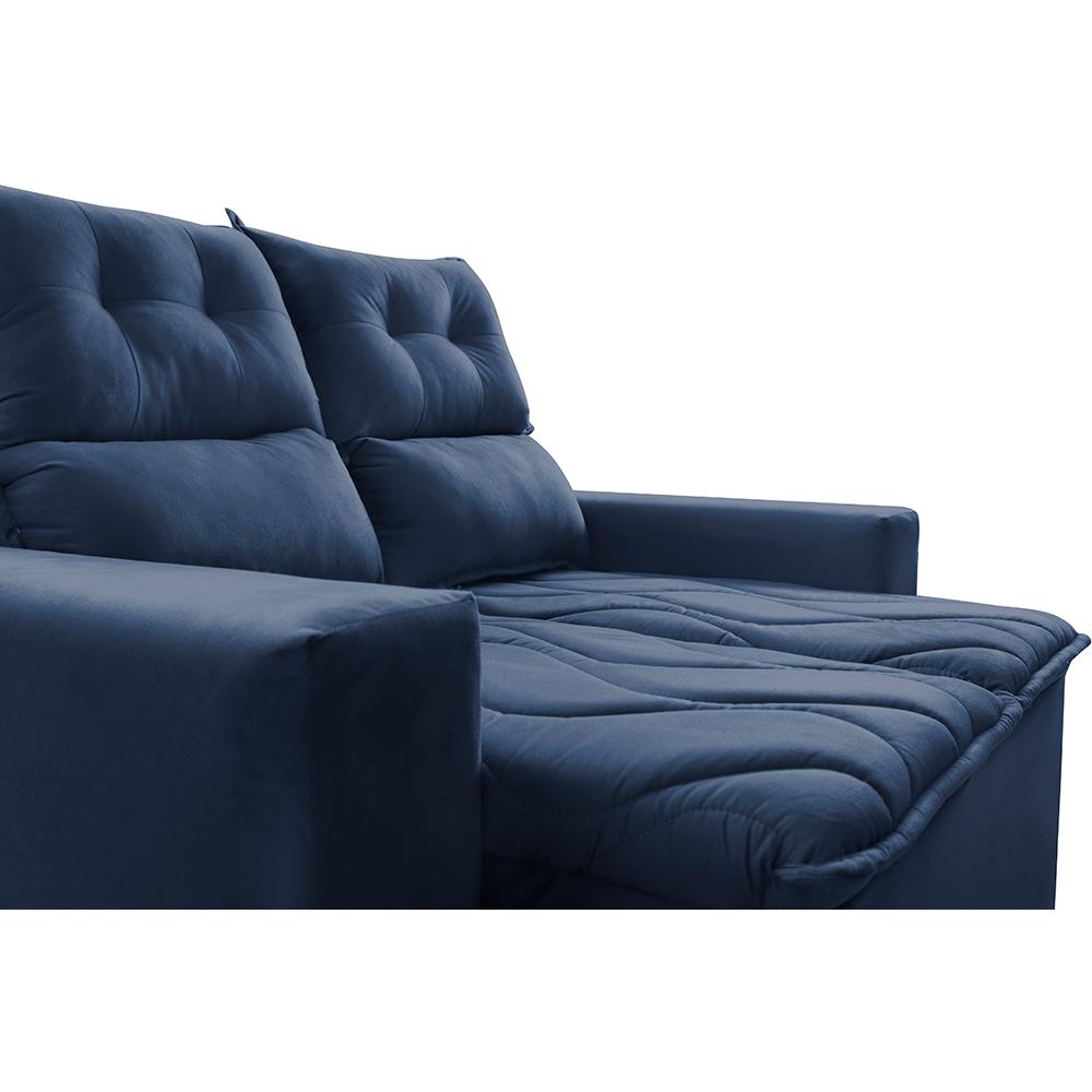 Sofá 3 Lugares Retrátil e Reclinável 1,80m Cama inBox Smal com bordado pantográfico Suede Azul