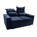 Sofá 3 Lugares Retrátil e Reclinável 1,80m Cama inBox Smal com bordado pantográfico Suede Azul
