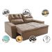 Sofá 3 Lugares Retrátil e Reclinável 1,80m Cama inBox Smal com bordado pantográfico Suede Bege