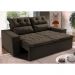 Sofá 3 Lugares Retrátil e Reclinável 1,80m Cama inBox Smal com bordado pantográfico Suede Café
