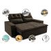 Sofá 3 Lugares Retrátil e Reclinável 1,80m Cama inBox Smal com bordado pantográfico Suede Café