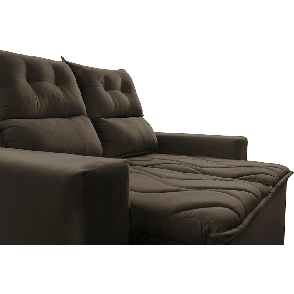Sofá 3 Lugares Retrátil e Reclinável 1,80m Cama inBox Smal com bordado pantográfico Suede Café