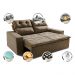 Sofá 3 Lugares Retrátil e Reclinável 1,80m Cama inBox Smal com bordado pantográfico Suede Castor