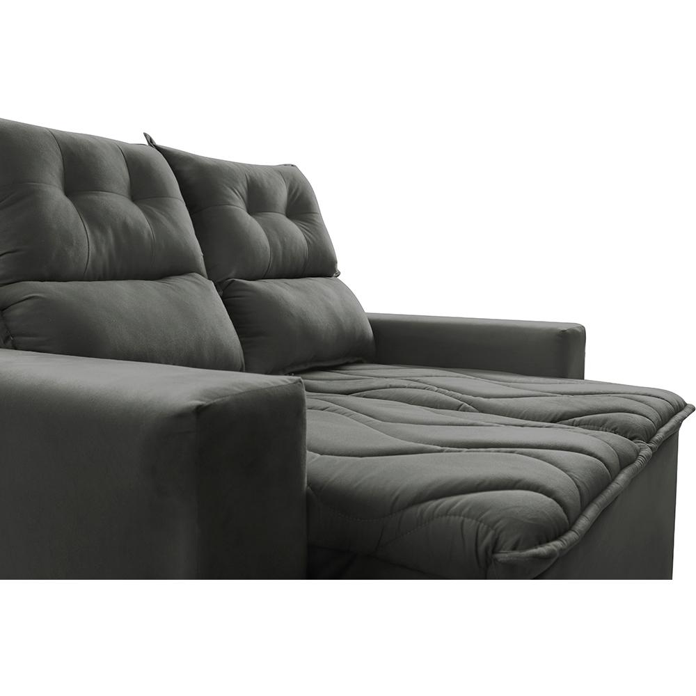 Sofá 3 Lugares Retrátil e Reclinável 1,80m Cama inBox Smal com bordado pantográfico Suede Cinza