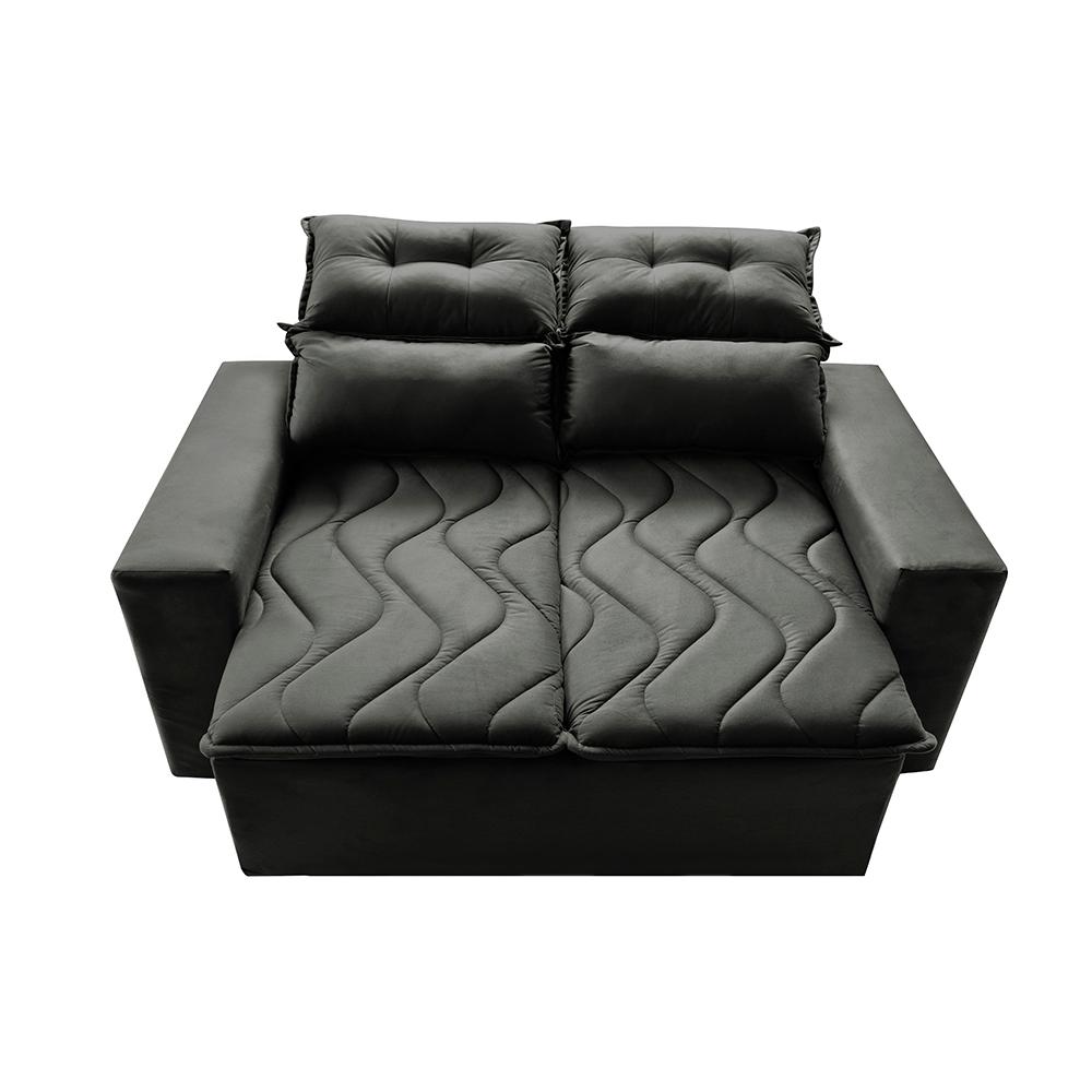 Sofá 3 Lugares Retrátil e Reclinável 1,80m Cama inBox Smal com bordado pantográfico Suede Cinza