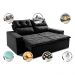 Sofá 3 Lugares Retrátil e Reclinável 1,80m Cama inBox Smal com bordado pantográfico Suede Preto