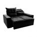 Sofá 3 Lugares Retrátil e Reclinável 1,80m Cama inBox Smal com bordado pantográfico Suede Preto