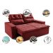Sofá 3 Lugares Retrátil e Reclinável 1,80m Cama inBox Smal com bordado pantográfico Suede Vermelho