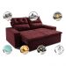 Sofá 3 Lugares Retrátil e Reclinável 1,80m Cama inBox Smal com bordado pantográfico Suede Vinho