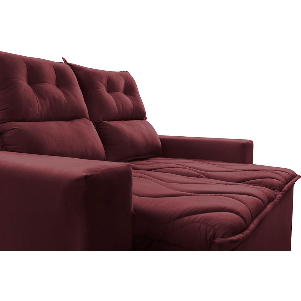 Sofá 3 Lugares Retrátil e Reclinável 1,80m Cama inBox Smal com bordado pantográfico Suede Vinho