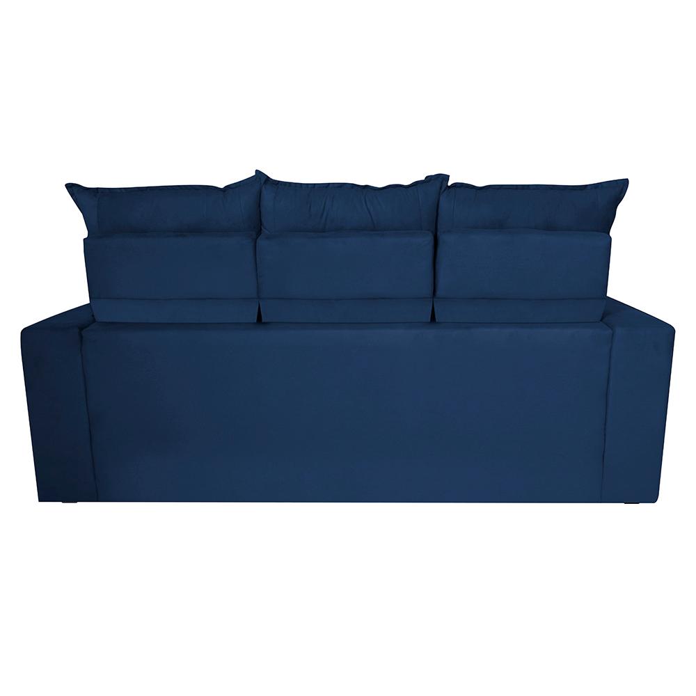 Sofá 3 Lugares Retrátil e Reclinável 2,00m Cama inBox Smal com bordado pantográfico Suede Azul