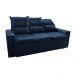 Sofá 3 Lugares Retrátil e Reclinável 2,00m Cama inBox Smal com bordado pantográfico Suede Azul