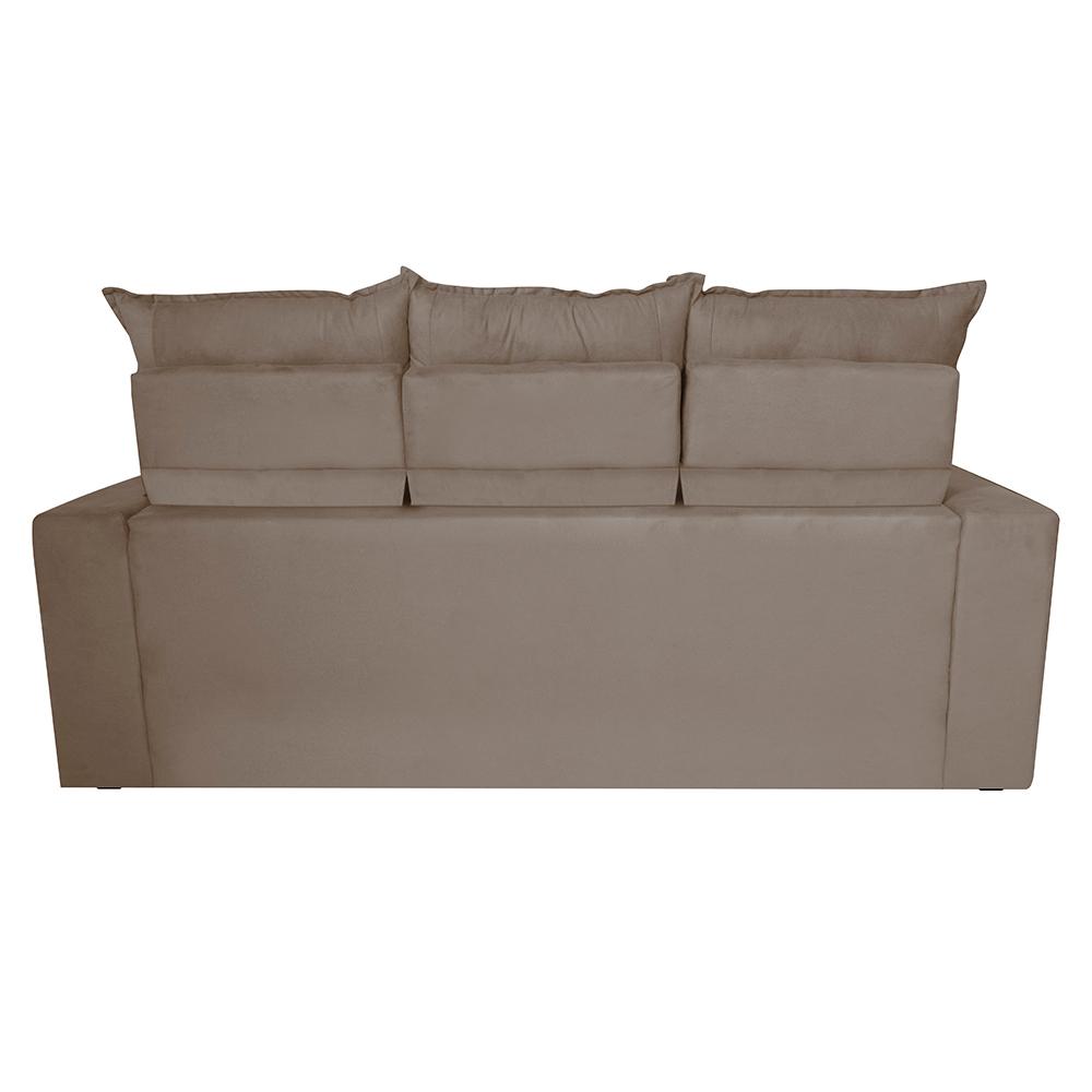 Sofá 3 Lugares Retrátil e Reclinável 2,00m Cama inBox Smal com bordado pantográfico Suede Bege