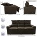 Sofá 3 Lugares Retrátil e Reclinável 2,00m Cama inBox Smal com bordado pantográfico Suede Café