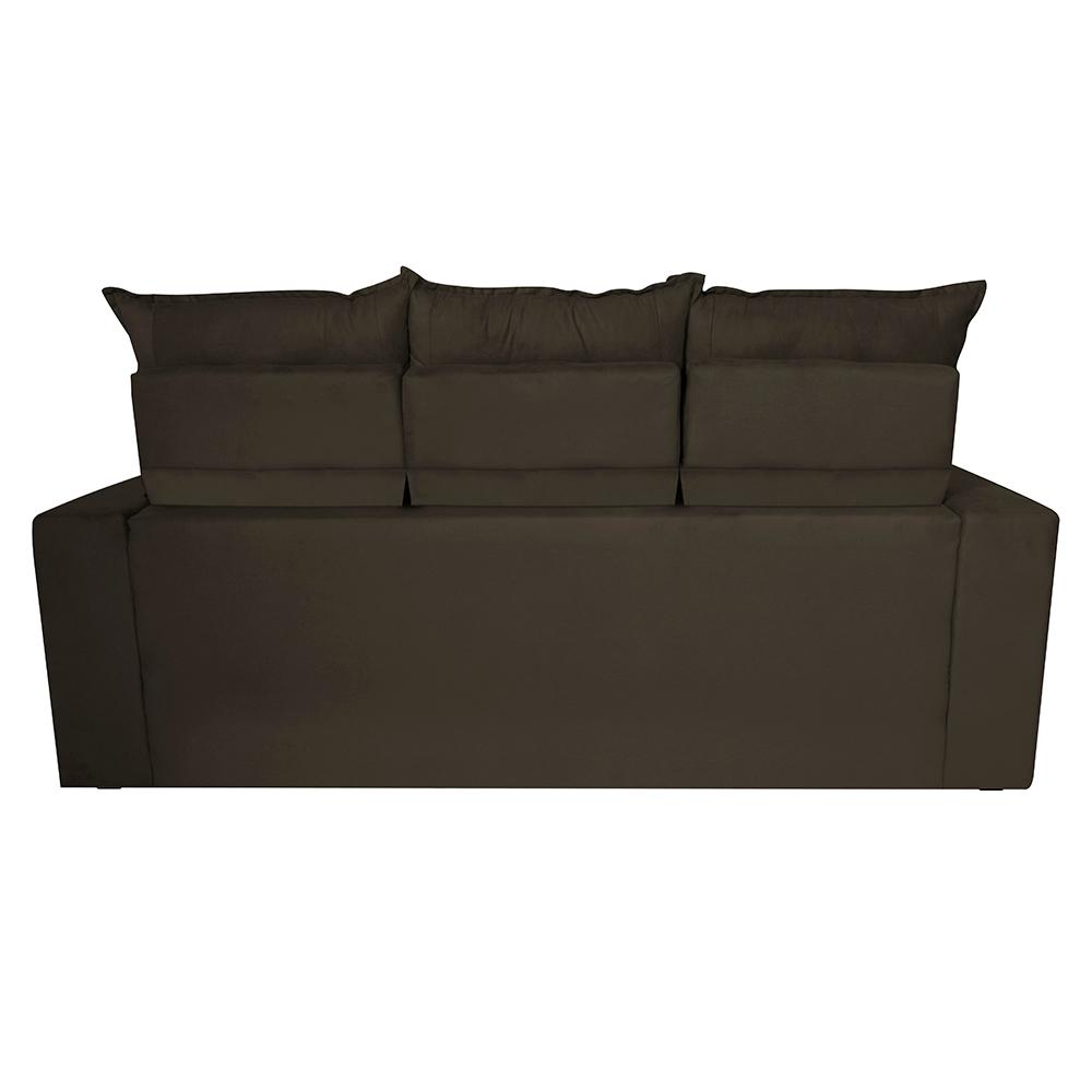 Sofá 3 Lugares Retrátil e Reclinável 2,00m Cama inBox Smal com bordado pantográfico Suede Café