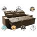 Sofá 3 Lugares Retrátil e Reclinável 2,00m Cama inBox Smal com bordado pantográfico Suede Castor