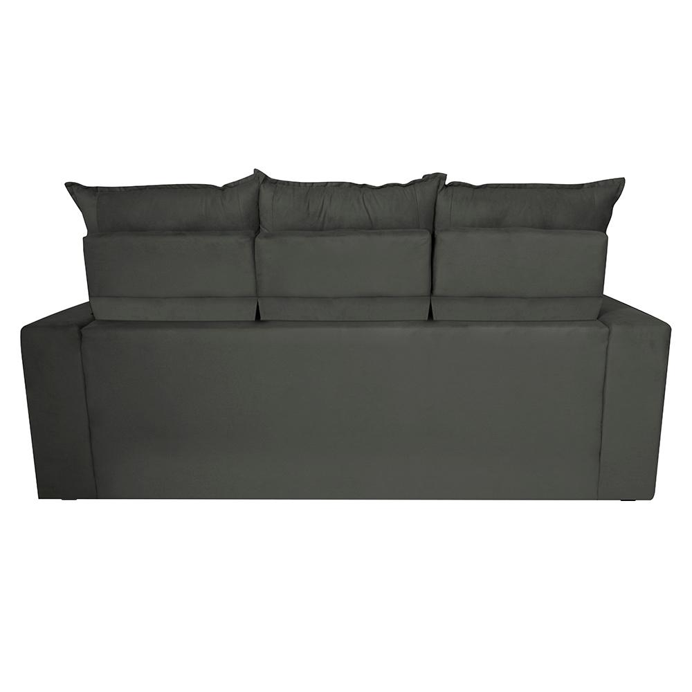 Sofá 3 Lugares Retrátil e Reclinável 2,00m Cama inBox Smal com bordado pantográfico Suede Cinza