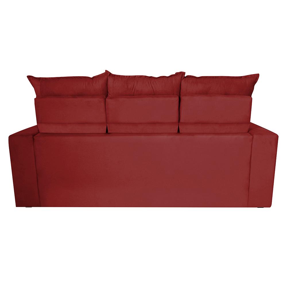 Sofá 3 Lugares Retrátil e Reclinável 2,00m Cama inBox Smal com bordado pantográfico Suede Vermelho