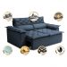 Sofá 3 Lugares Retrátil e Reclinável Cama inBox Compact 1,80m Velusoft Azul