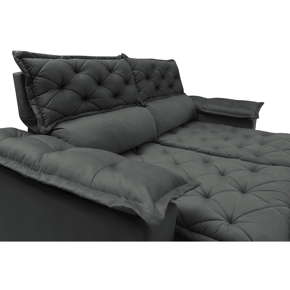 Sofá 3 Lugares Retrátil e Reclinável Cama inBox Compact 1,80m Velusoft Cinza