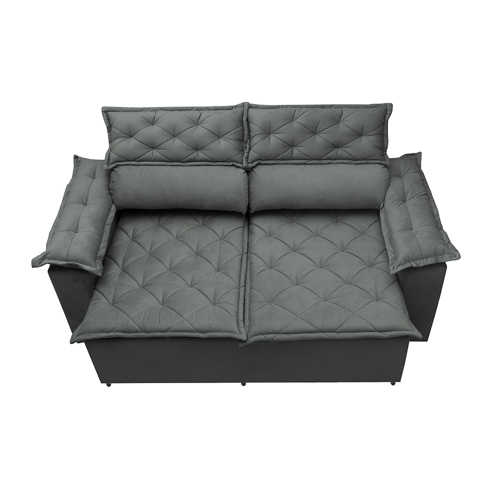 Sofá 3 Lugares Retrátil e Reclinável Cama inBox Compact 1,80m Velusoft Cinza