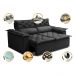 Sofá 3 Lugares Retrátil e Reclinável Cama inBox Compact 1,80m Velusoft Preto