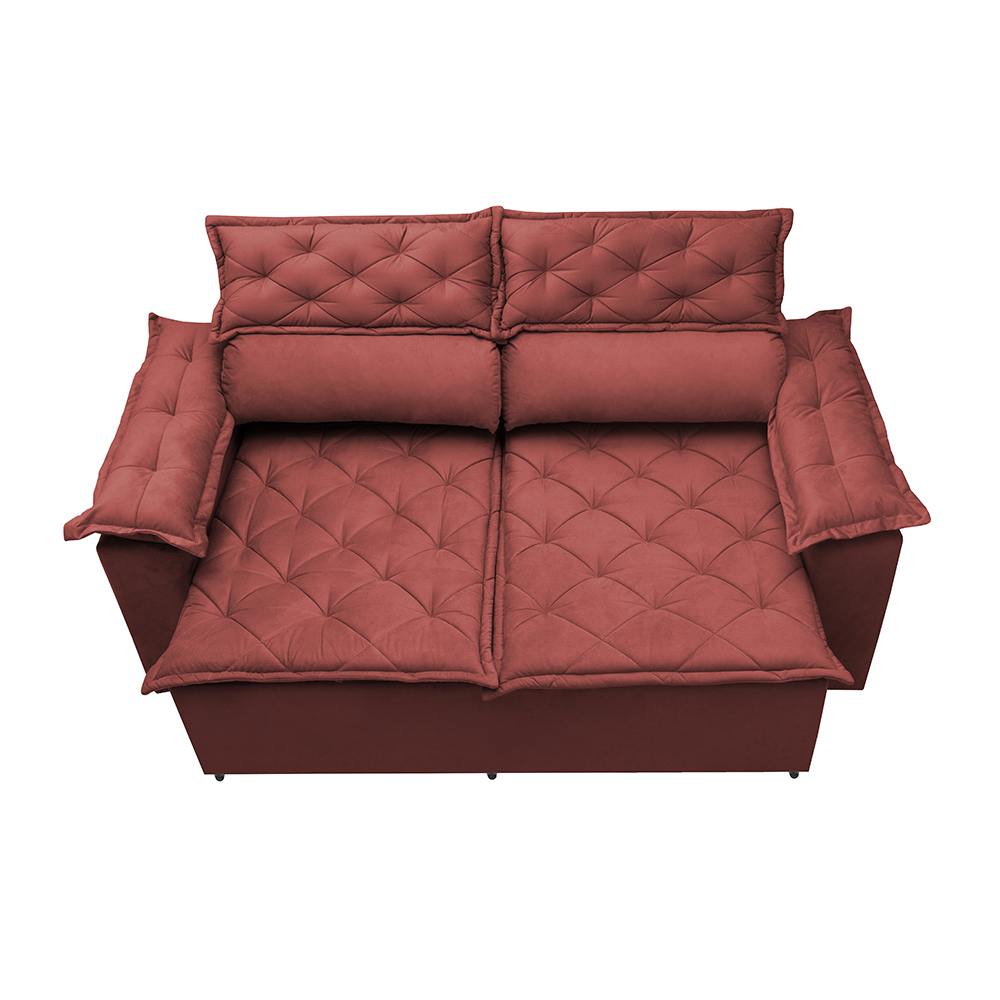 Sofá 3 Lugares Retrátil e Reclinável Cama inBox Compact 1,80m Velusoft Vermelho