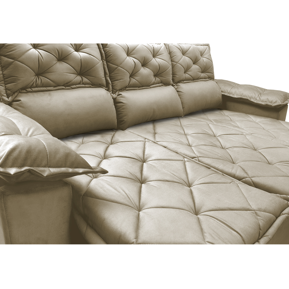 Sofá 3 Lugares Retrátil e Reclinável Cama inBox Compact 2,00m Velusoft Bege
