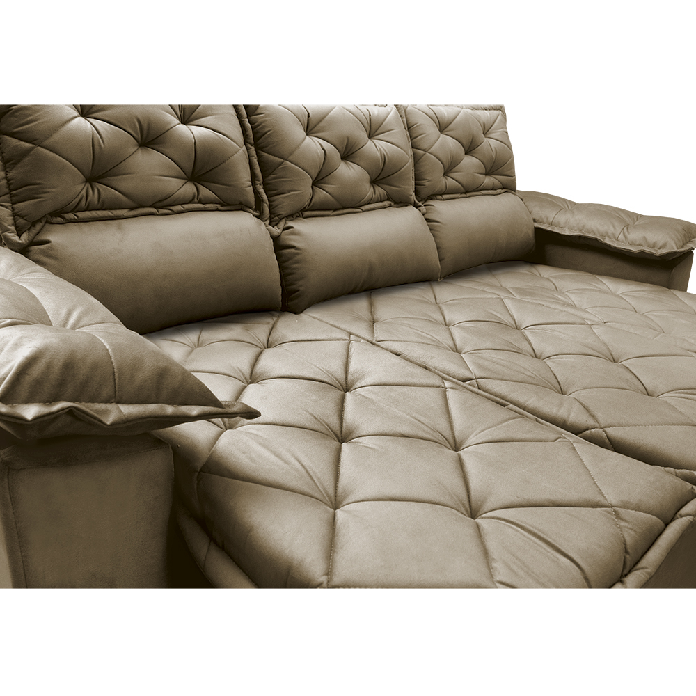 Sofá 3 Lugares Retrátil e Reclinável Cama inBox Compact 2,00m Velusoft Castor