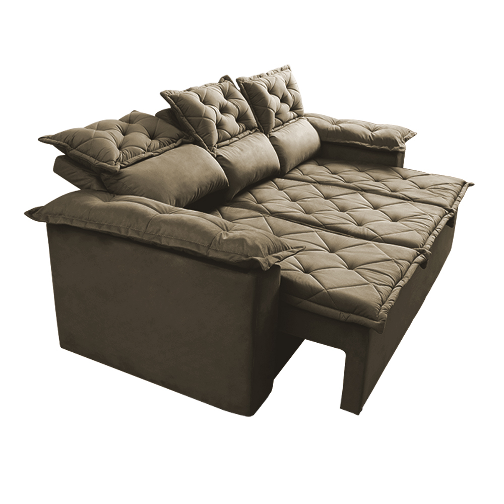 Sofá 3 Lugares Retrátil e Reclinável Cama inBox Compact 2,00m Velusoft Castor