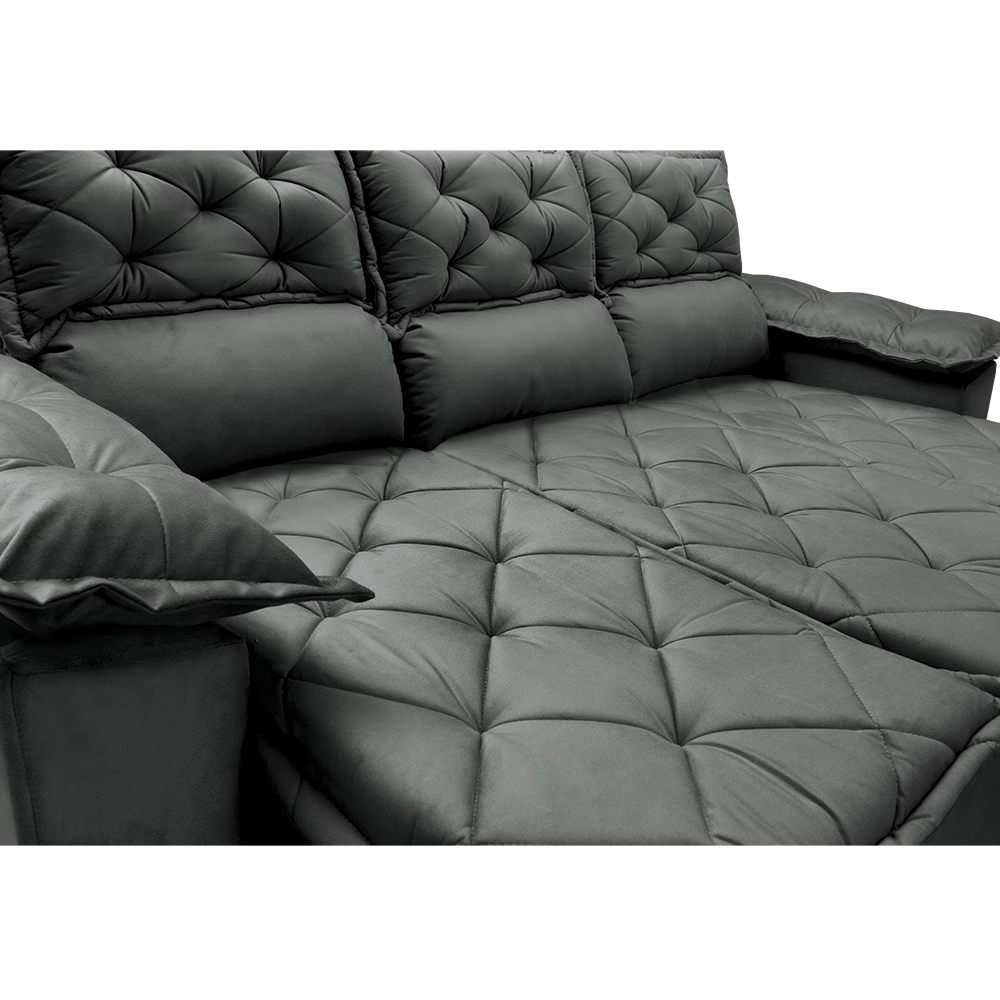 Sofá 3 Lugares Retrátil e Reclinável Cama inBox Compact 2,00m Velusoft Cinza