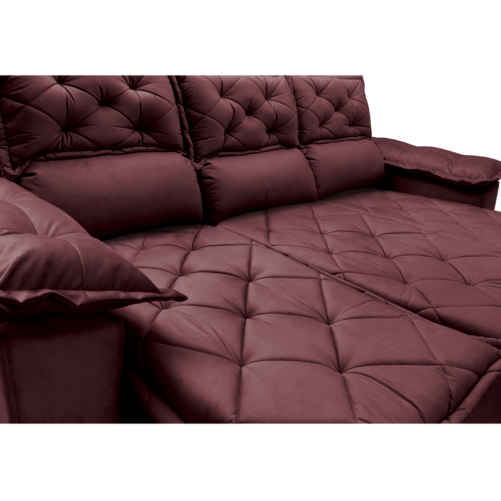 Sofá 3 Lugares Retrátil e Reclinável Cama inBox Compact 2,00m Velusoft Vinho