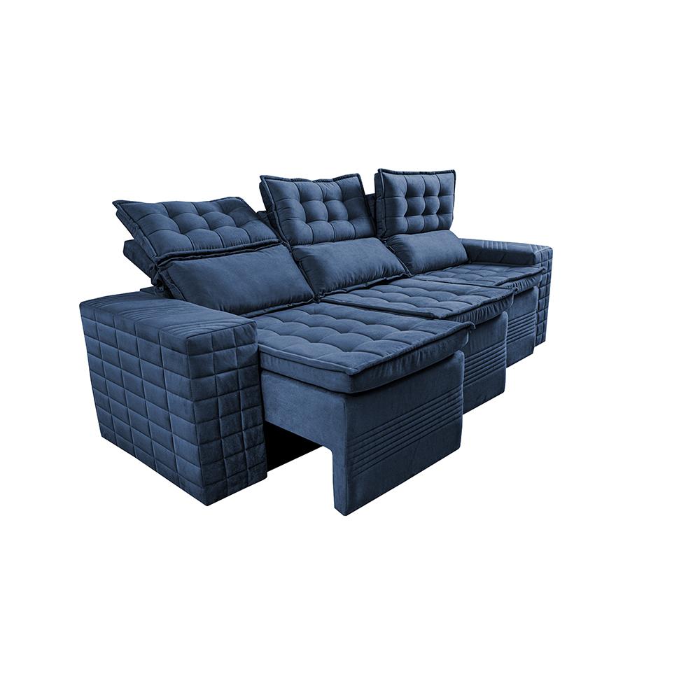 Sofá 3 Lugares Retrátil e Reclinável Cama inBox Senses 2,00m Velusoft Azul