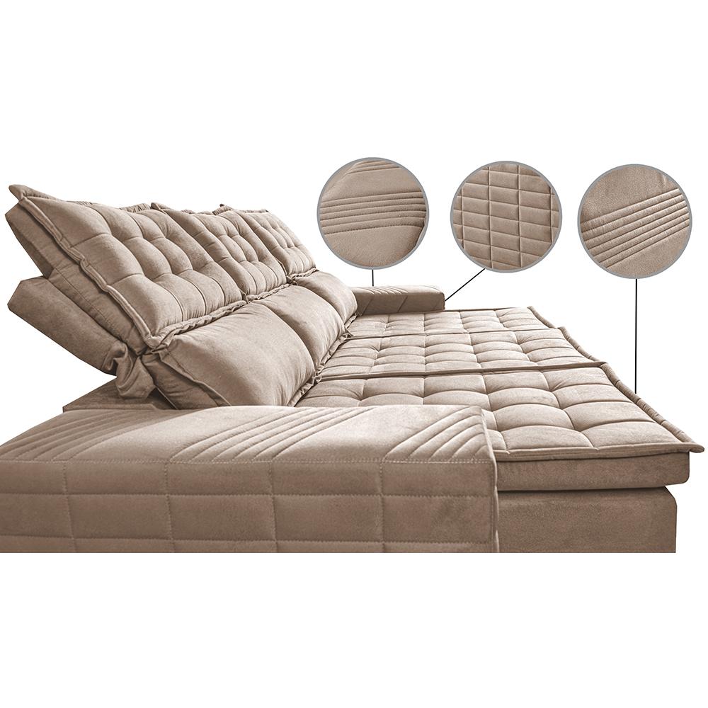 Sofá 3 Lugares Retrátil e Reclinável Cama inBox Senses 2,00m Velusoft Bege
