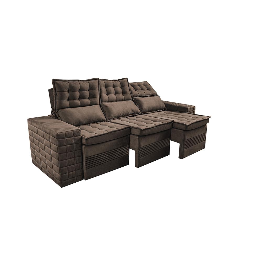 Sofá 3 Lugares Retrátil e Reclinável Cama inBox Senses 2,00m Velusoft Café