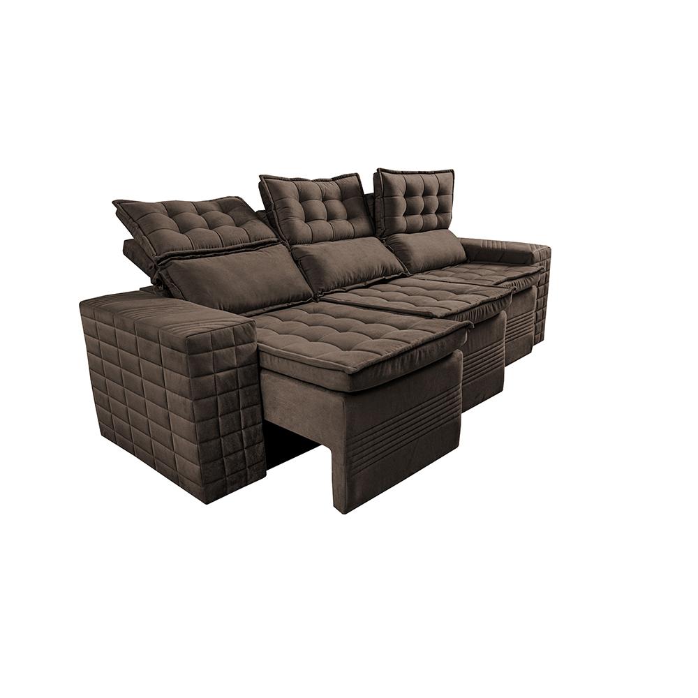Sofá 3 Lugares Retrátil e Reclinável Cama inBox Senses 2,00m Velusoft Café