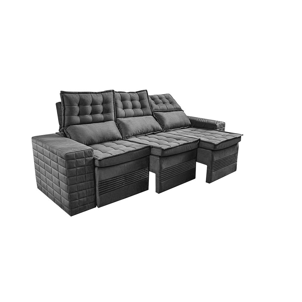 Sofá 3 Lugares Retrátil e Reclinável Cama inBox Senses 2,00m Velusoft Cinza