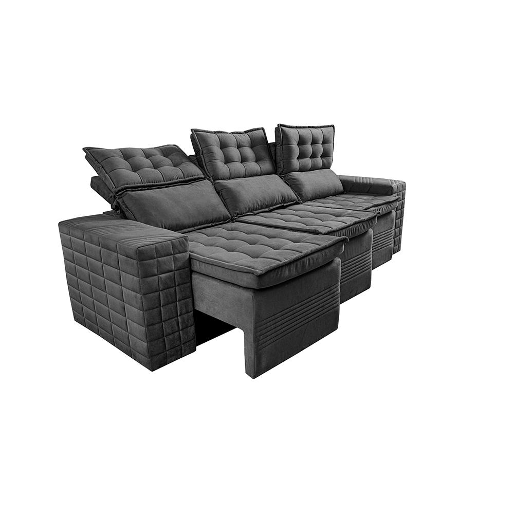 Sofá 3 Lugares Retrátil e Reclinável Cama inBox Senses 2,00m Velusoft Cinza