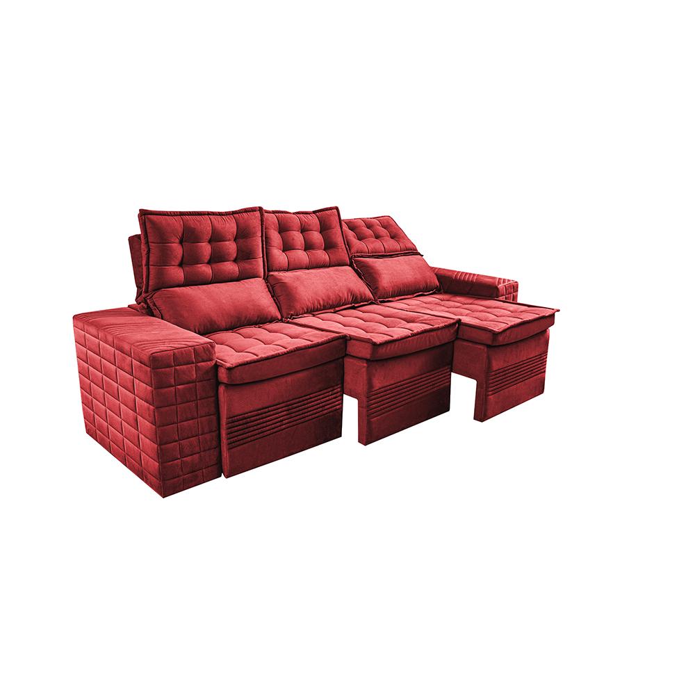 Sofá 3 Lugares Retrátil e Reclinável Cama inBox Senses 2,00m Velusoft Vermelho