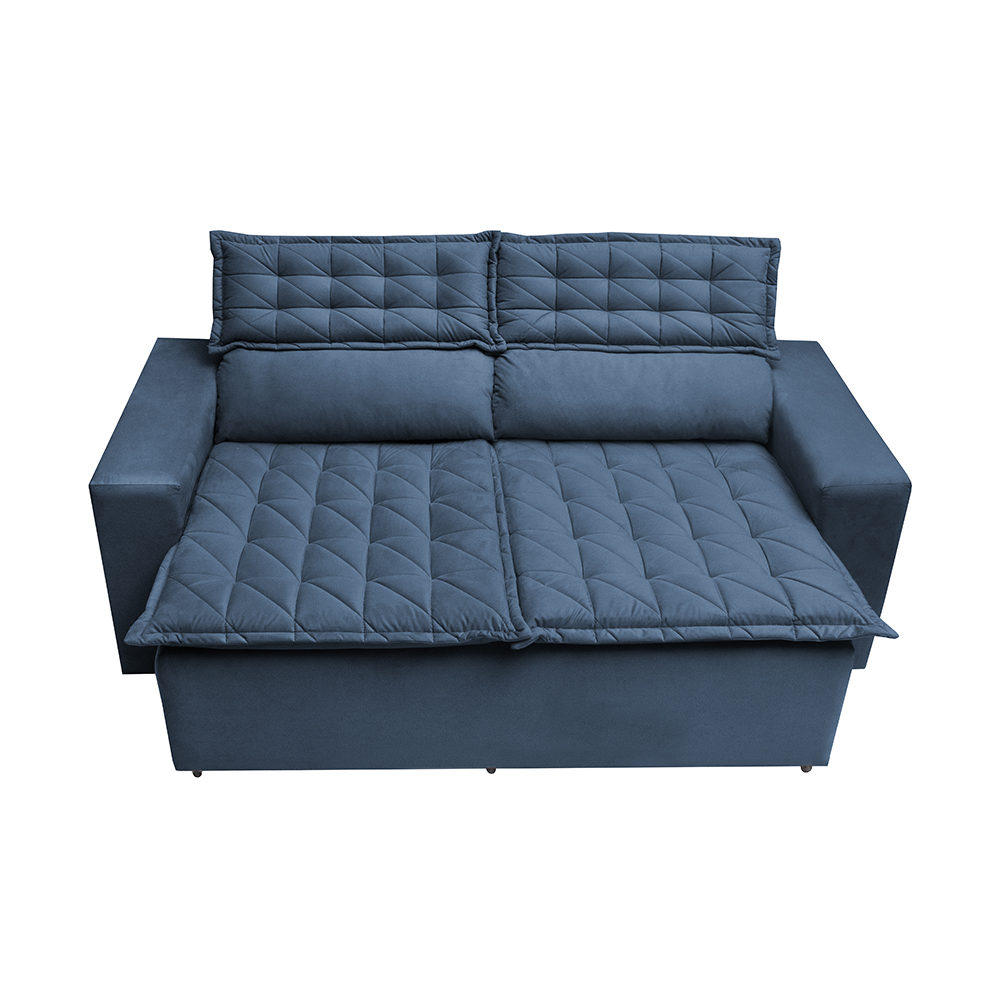 Sofá 3 Lugares Retrátil e Reclinável Cama inBox Slim 1,80m Velusoft Azul