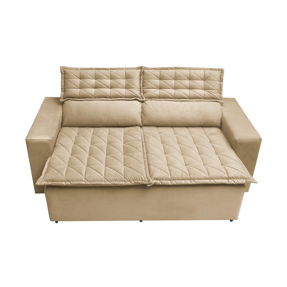 Sofá 3 Lugares Retrátil e Reclinável Cama inBox Slim 1,80m Velusoft Bege