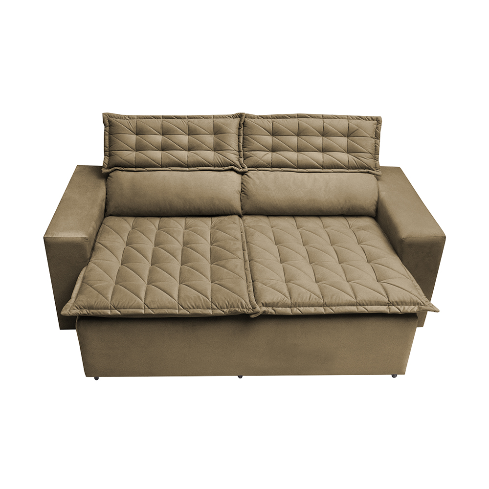 Sofá 3 Lugares Retrátil e Reclinável Cama inBox Slim 1,80m Velusoft Castor