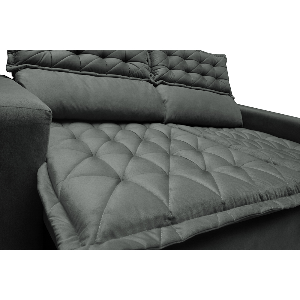 Sofá 3 Lugares Retrátil e Reclinável Cama inBox Slim 1,80m Velusoft Cinza