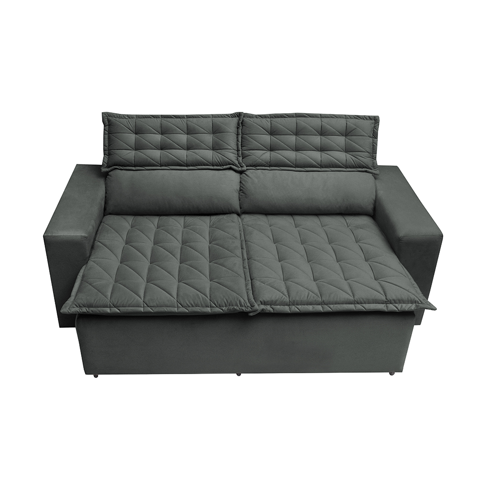 Sofá 3 Lugares Retrátil e Reclinável Cama inBox Slim 1,80m Velusoft Cinza