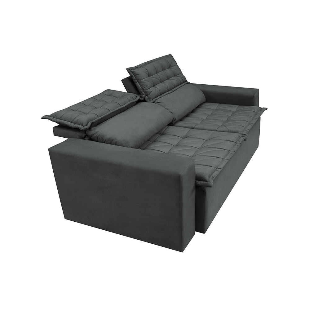 Sofá 3 Lugares Retrátil e Reclinável Cama inBox Slim 1,80m Velusoft Cinza