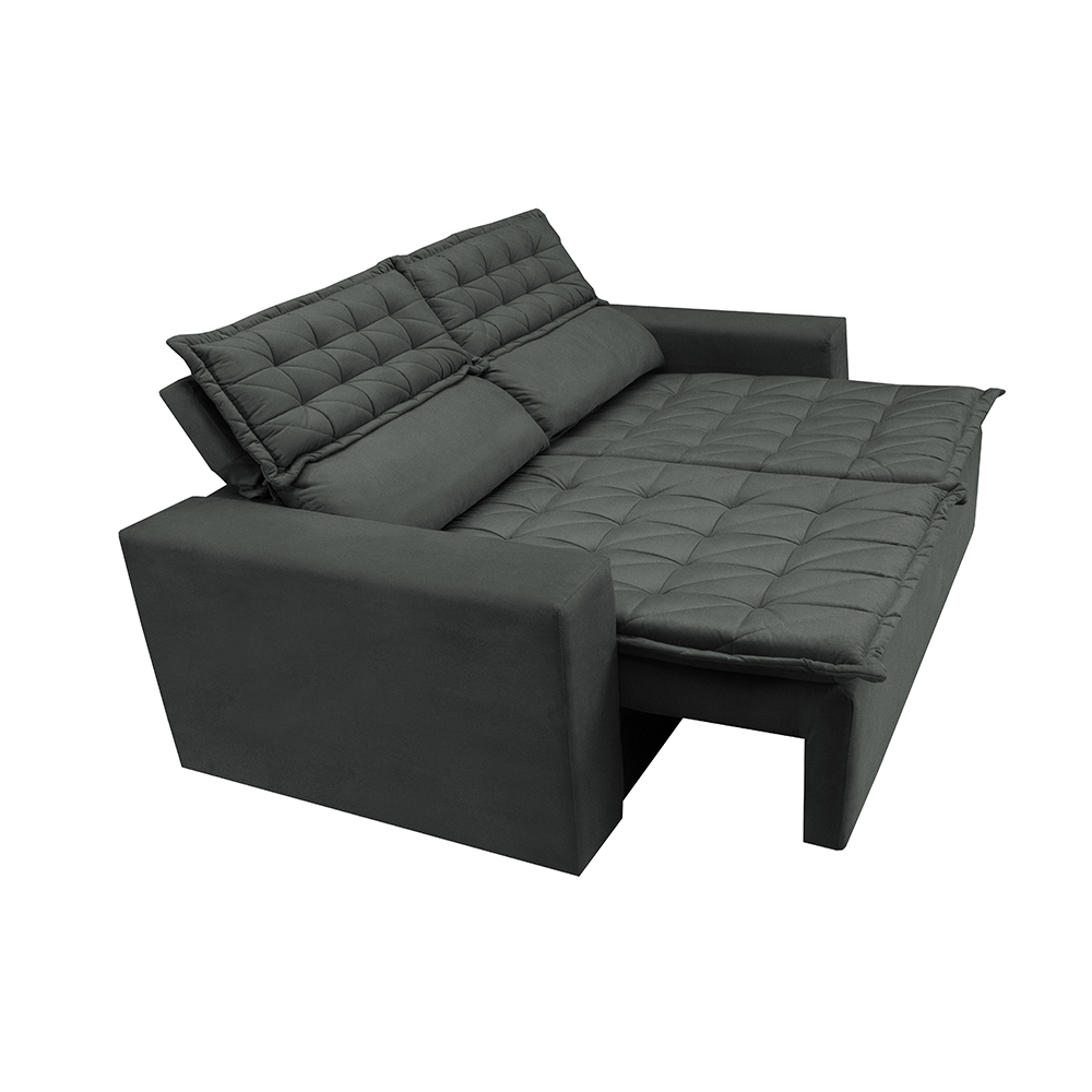 Sofá 3 Lugares Retrátil e Reclinável Cama inBox Slim 1,80m Velusoft Cinza