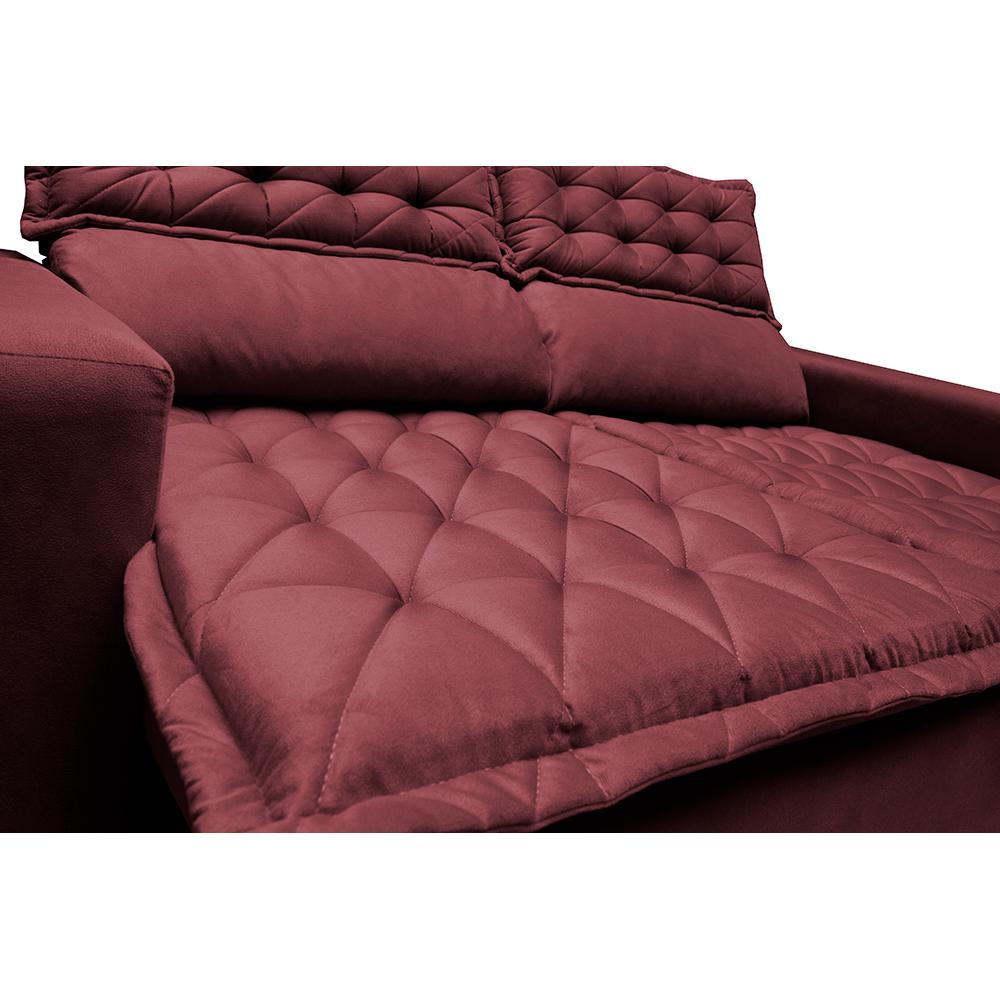 Sofá 3 Lugares Retrátil e Reclinável Cama inBox Slim 1,80m Velusoft Vinho